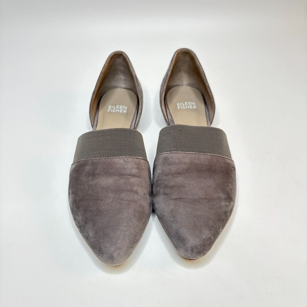 EILEEN FISHER Hilly Gray Suede Dressy Flats Womens Size 6.5 - Picture 3 of 7